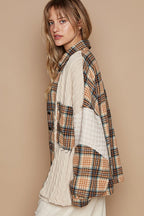 Vintage Washed Knit Patch Front Pocket Plaid Shirt by Pol !
