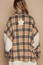 Vintage Washed Knit Patch Front Pocket Plaid Shirt by Pol !