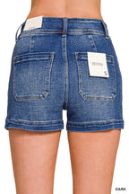 ZENANA Washed Utility Pocket Denim Shorts