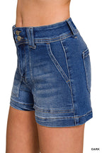 ZENANA Washed Utility Pocket Denim Shorts