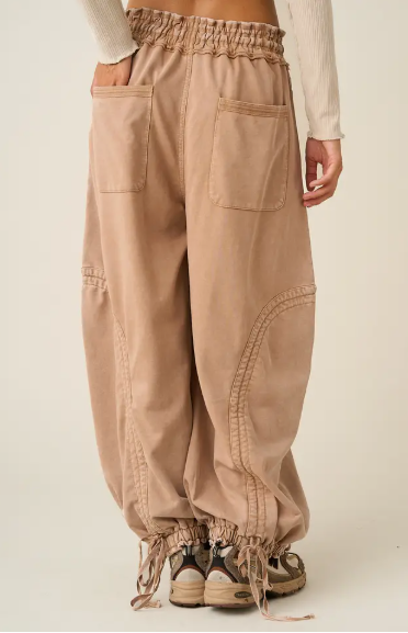 WASHED FRENCH TERRY DROP POCKET BALLOON PANTS