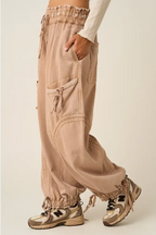 WASHED FRENCH TERRY DROP POCKET BALLOON PANTS