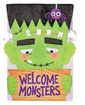 "Welcome Monsters" Double Applique Garden Flag