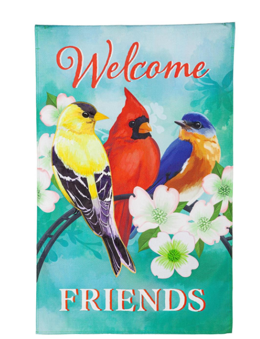 Welcome Friends Burlap Flag