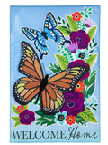 Welcome Home Butterflies Applique Flag