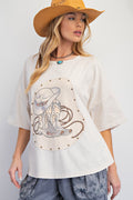 Western Graphic Mineral Washed Knit Top