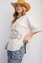 Western Graphic Mineral Washed Knit Top
