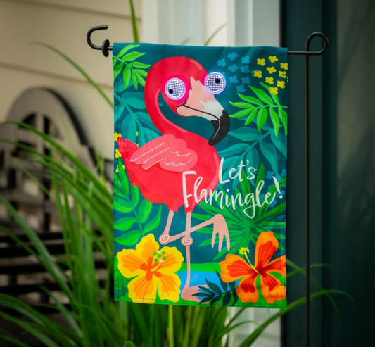 Winky Blinky Let's Flamingle Applique Lighted Garden Flag