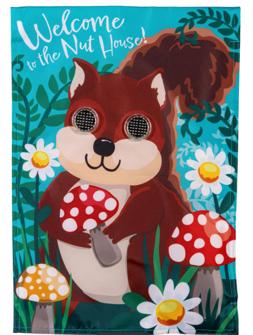 Winky Blinky Nutty Squirrel Applique Lighted Garden Flag