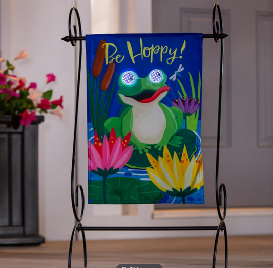 Winky Blinky Be Hoppy Applique Lighted Garden Flag