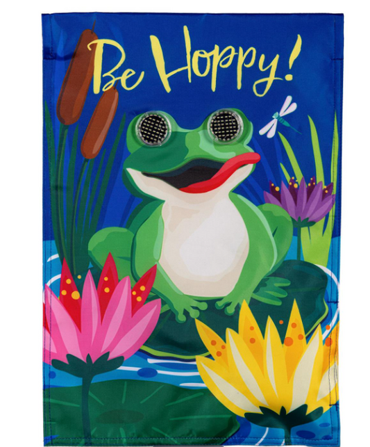 Winky Blinky Be Hoppy Applique Lighted Garden Flag