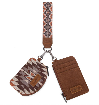 Wrangler Dual Pouch Wristlet Aztec Pattern