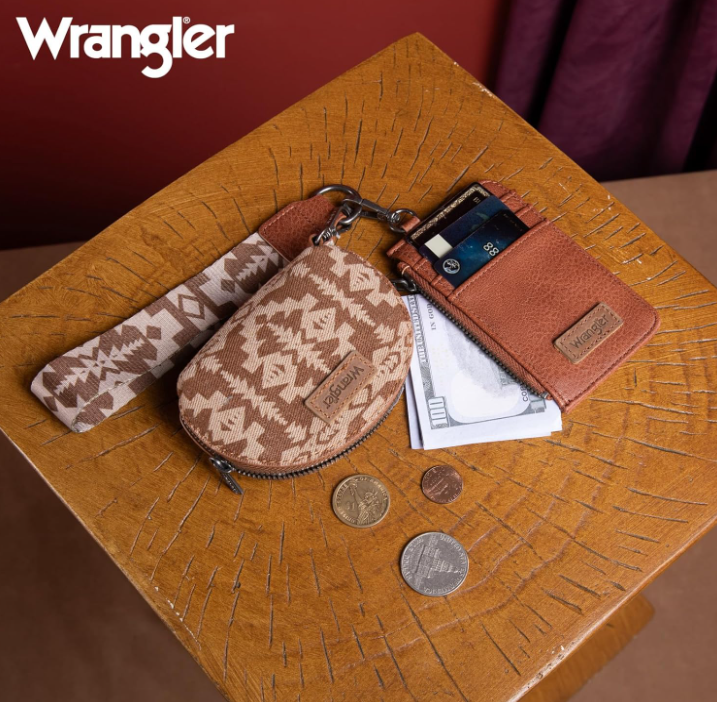 Wrangler Dual Pouch Wristlet Aztec Pattern