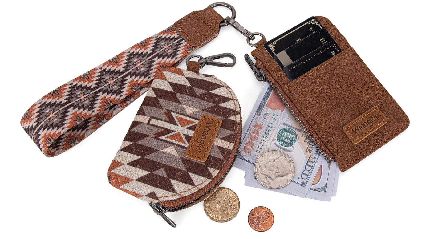 Wrangler Dual Pouch Wristlet Aztec Pattern