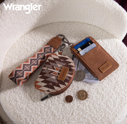 Wrangler Dual Pouch Wristlet Aztec Pattern