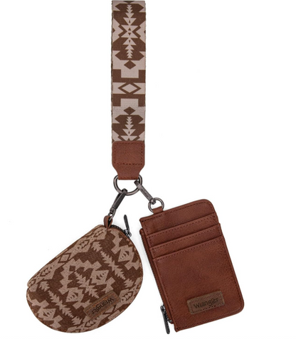 Wrangler Dual Pouch Wristlet Aztec Pattern