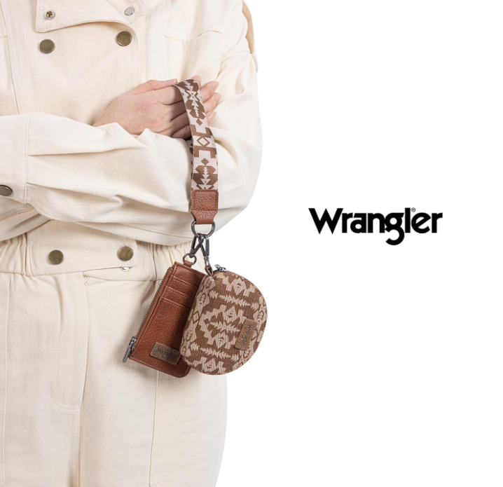Wrangler Dual Pouch Wristlet Aztec Pattern