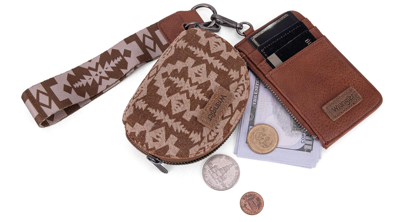 Wrangler Dual Pouch Wristlet Aztec Pattern
