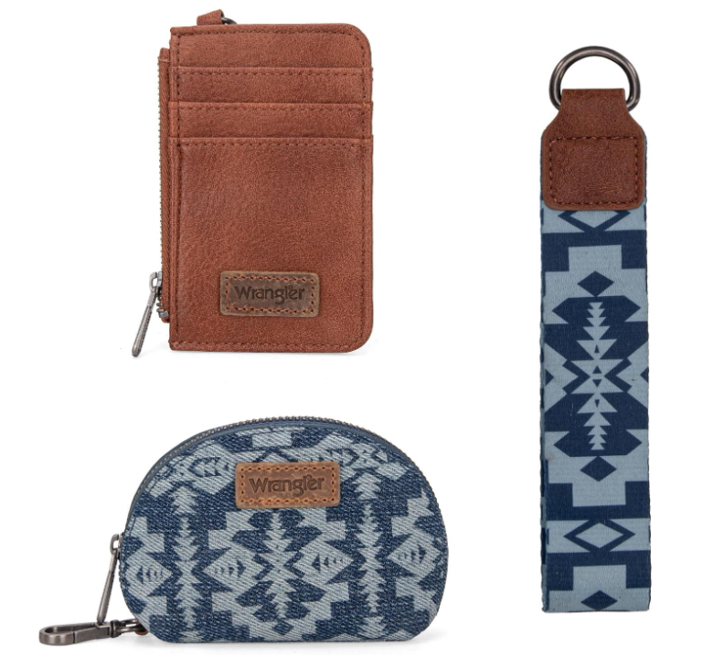 Wrangler Dual Pouch Wristlet Aztec Pattern