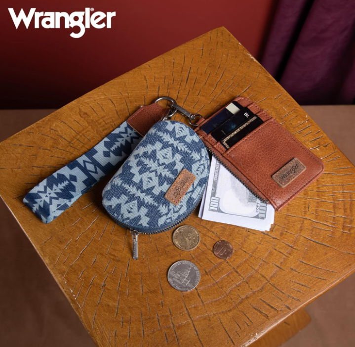 Wrangler Dual Pouch Wristlet Aztec Pattern