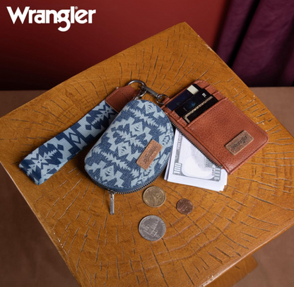 Wrangler Dual Pouch Wristlet Aztec Pattern