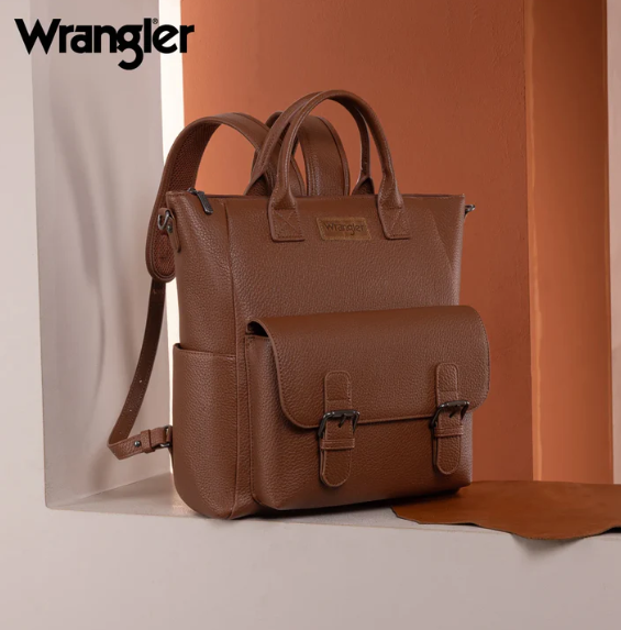 Wrangler Tote/Shoulder Bag Convertible Backpack - Brown