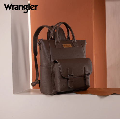 Wrangler Tote/Shoulder Bag Convertible Backpack - Brown
