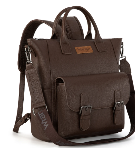 Wrangler Tote/Shoulder Bag Convertible Backpack - Brown