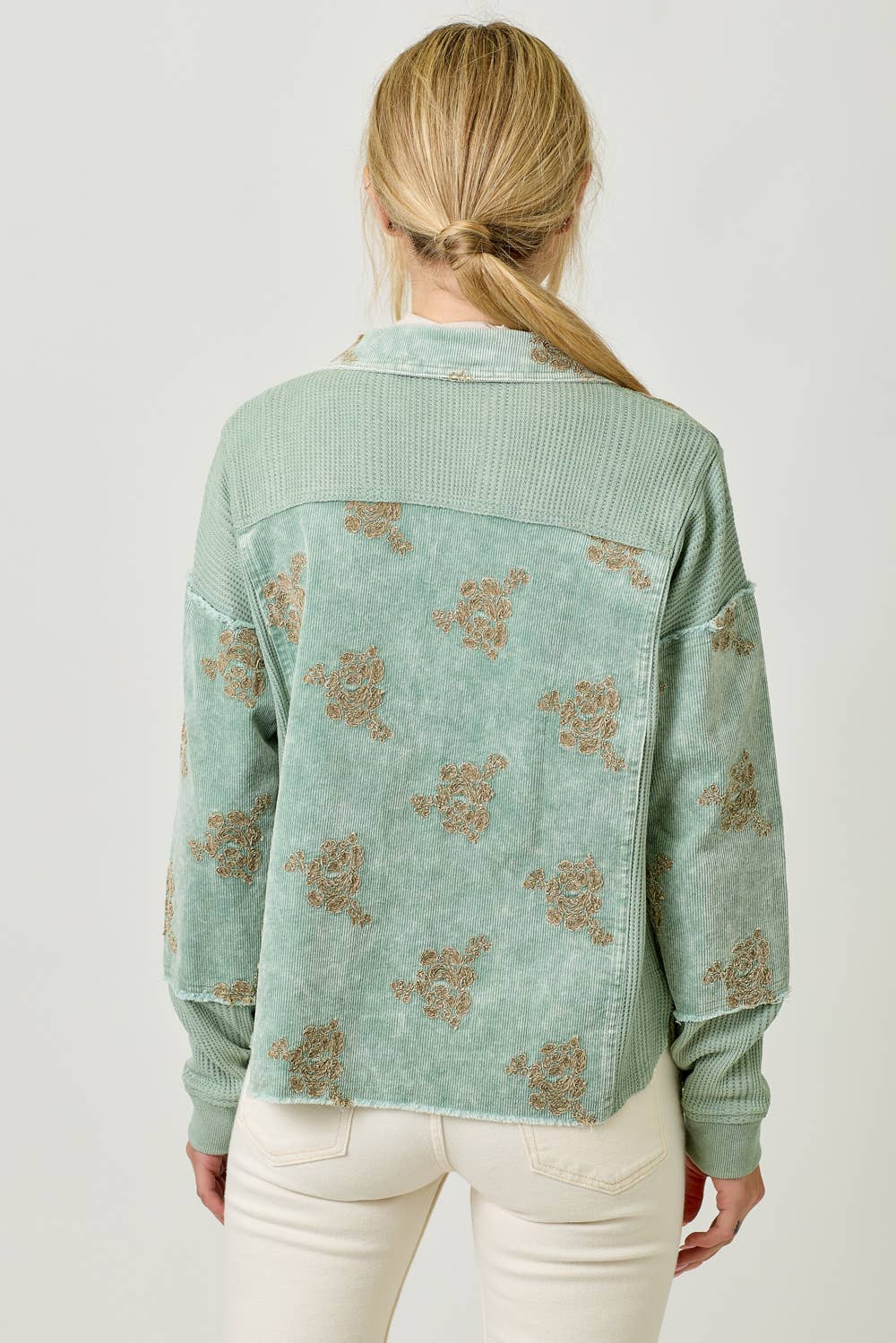 Festive Flower Embroidery Hoodie Jacket