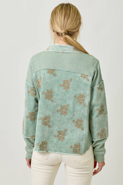 Festive Flower Embroidery Hoodie Jacket