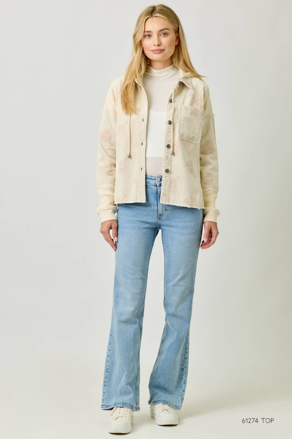 Festive Flower Embroidery Hoodie Jacket