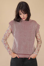 Two Tone Ribbed Knit Sweater Vest