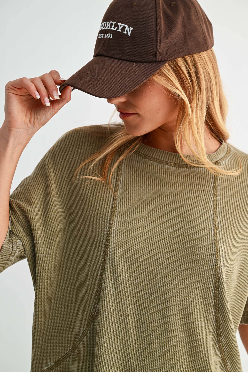Cotton Blend Mineral Wash Waffle Short Sleeve Tee