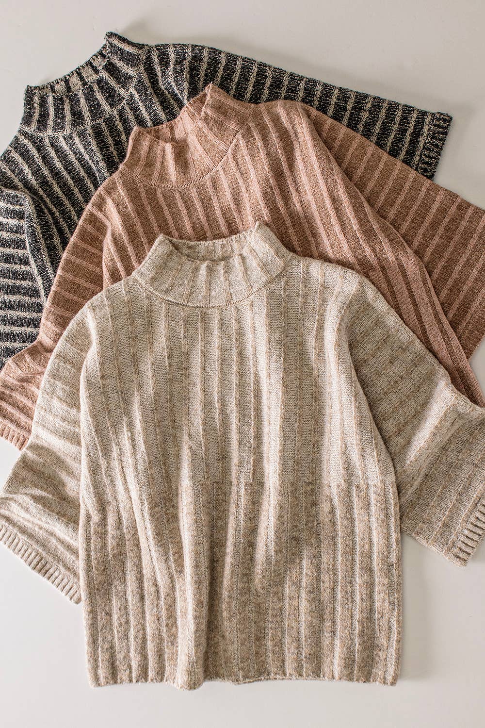 Tricia Ribbed Knit Mock Neck Sweater