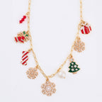 Christmas Necklace 18" Multi Charm Holiday Statement Chain