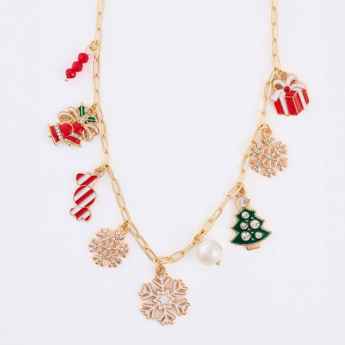 Christmas Necklace 18" Multi Charm Holiday Statement Chain