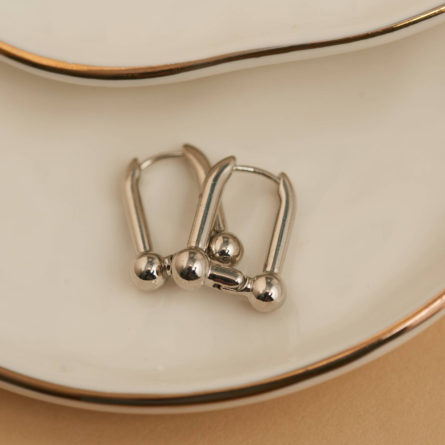 Howard's - Waterproof Earrings Chunky U-Link Hoop in Gold & Steel