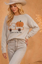 Main Strip - Autumn on the Road Pumpkin Truck Graphic Sweater