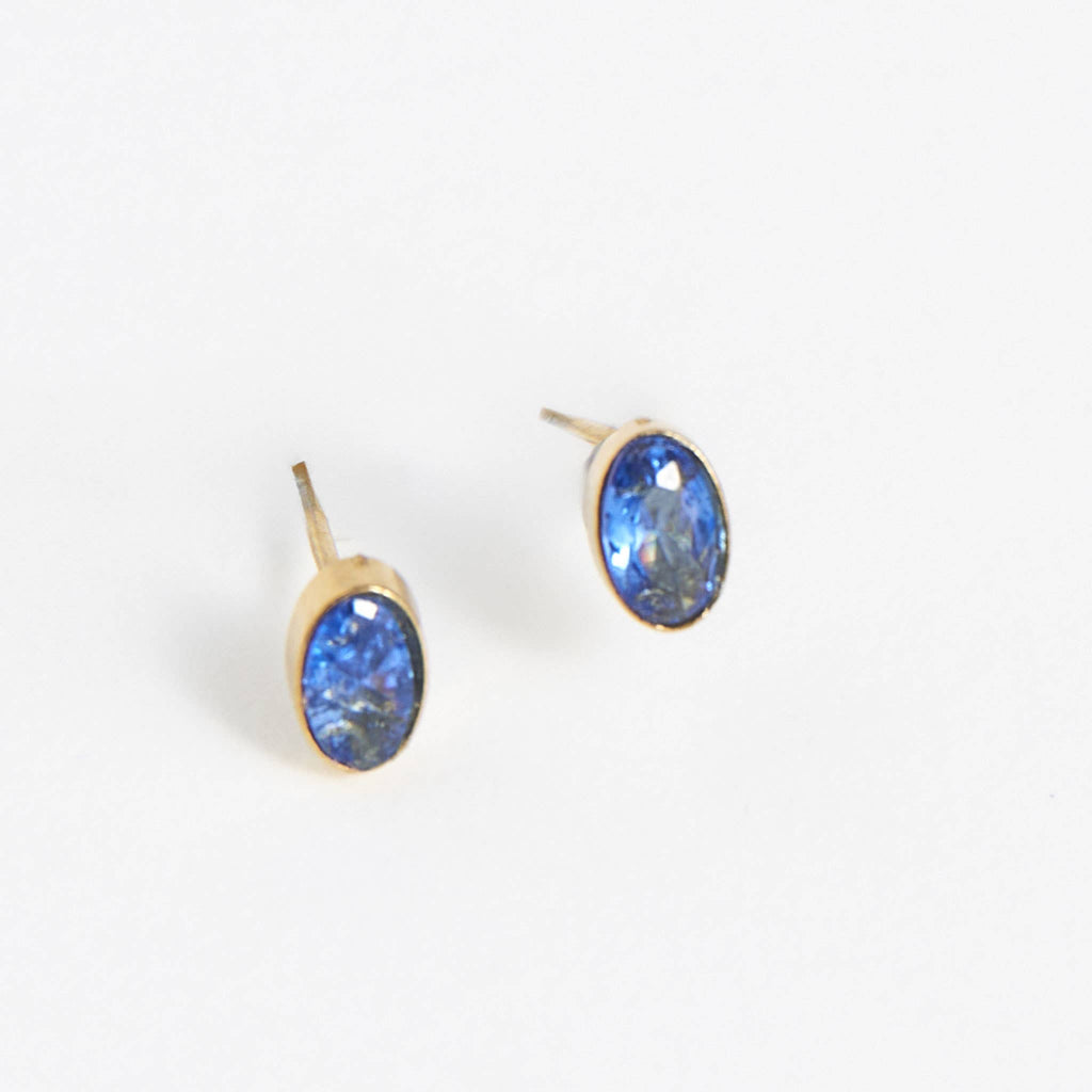 Howard's - Waterproof Earrings Oval Gem Cubic Zirconia 18K Gold Stud