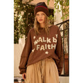 WALK BY FAITH PATCHWORK LETTERING SWEATSHIRT