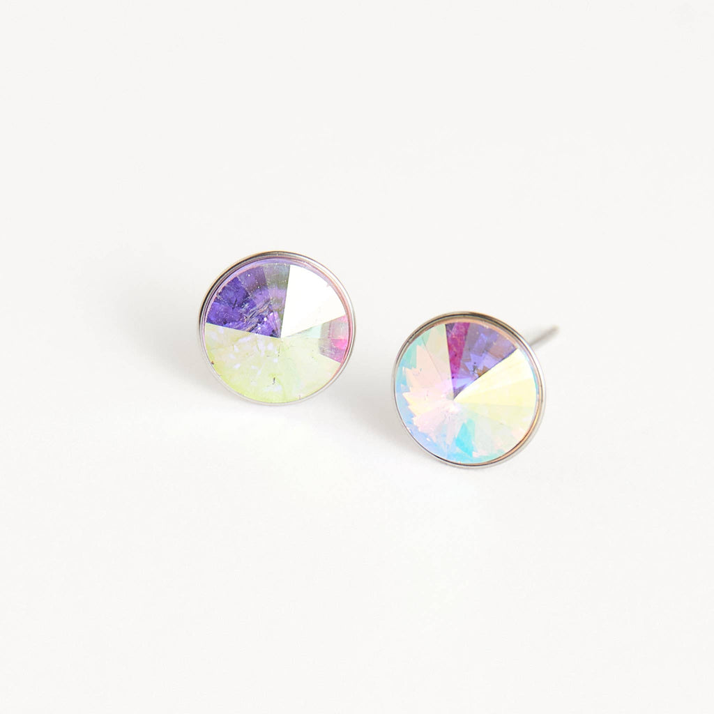 Howard's - Waterproof Earrings Rivoli Crystal Studs in Stainless Steel