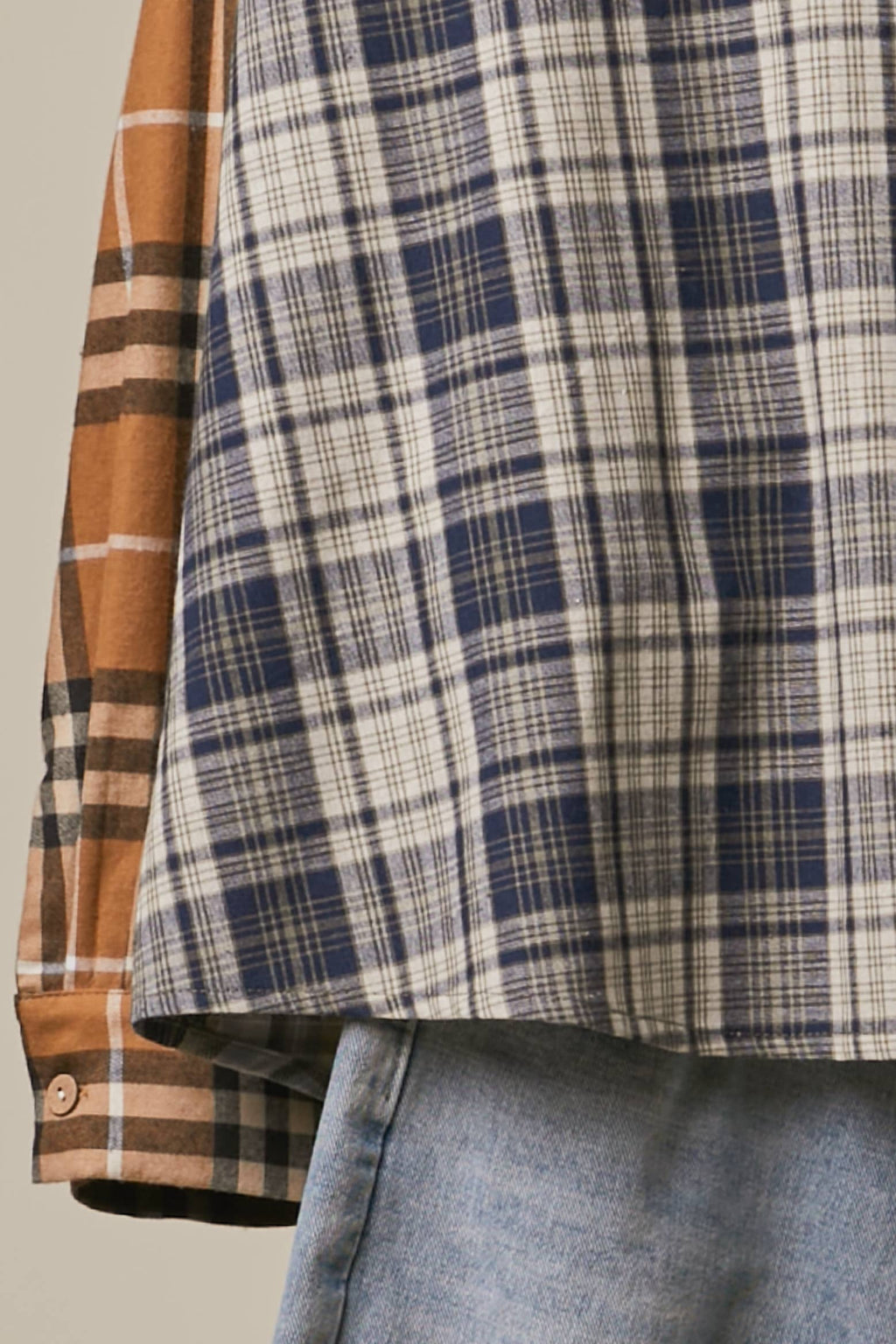 Mello. - Mixed Plaid Patchwork Button Up Shirt