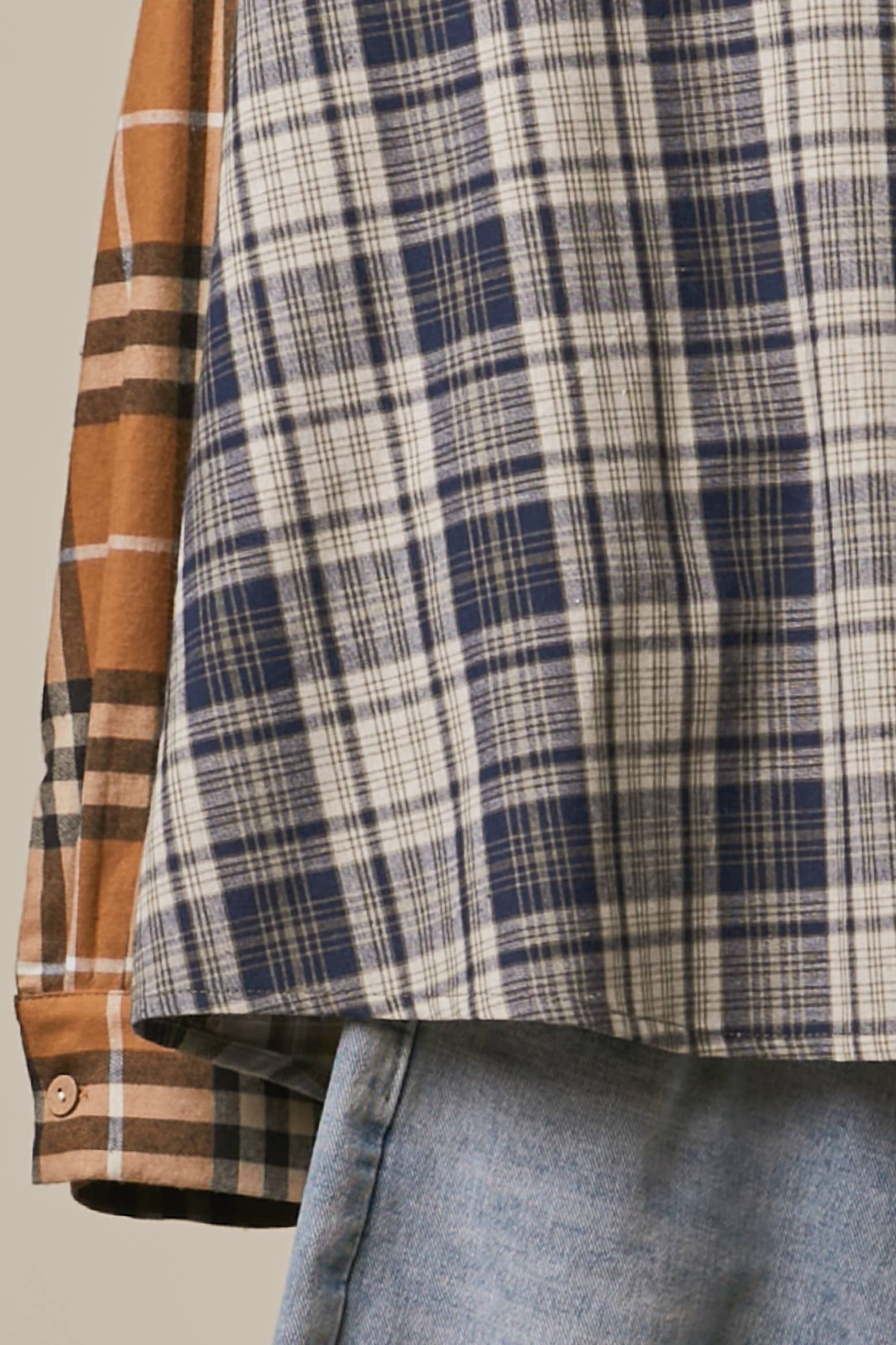 Mello. - Mixed Plaid Patchwork Button Up Shirt