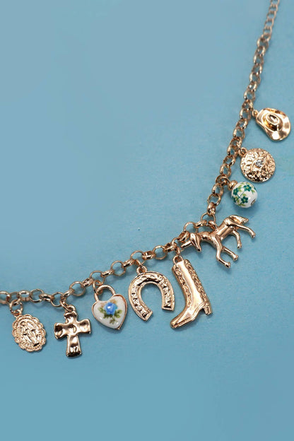 JOSSLYN by wall to wall - CHARM BRACELET - WESTERN BOOT CROSS PORCELAIN | 80B1345