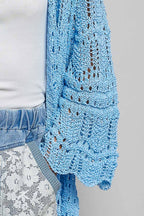 Pol Clothing - Weave Pattern Solid Thin Acrylic Sweater Open Cardigan SALE