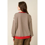 FAITH PATCHWORK STRIPED LONG SLEEVE SWEATSHIRT