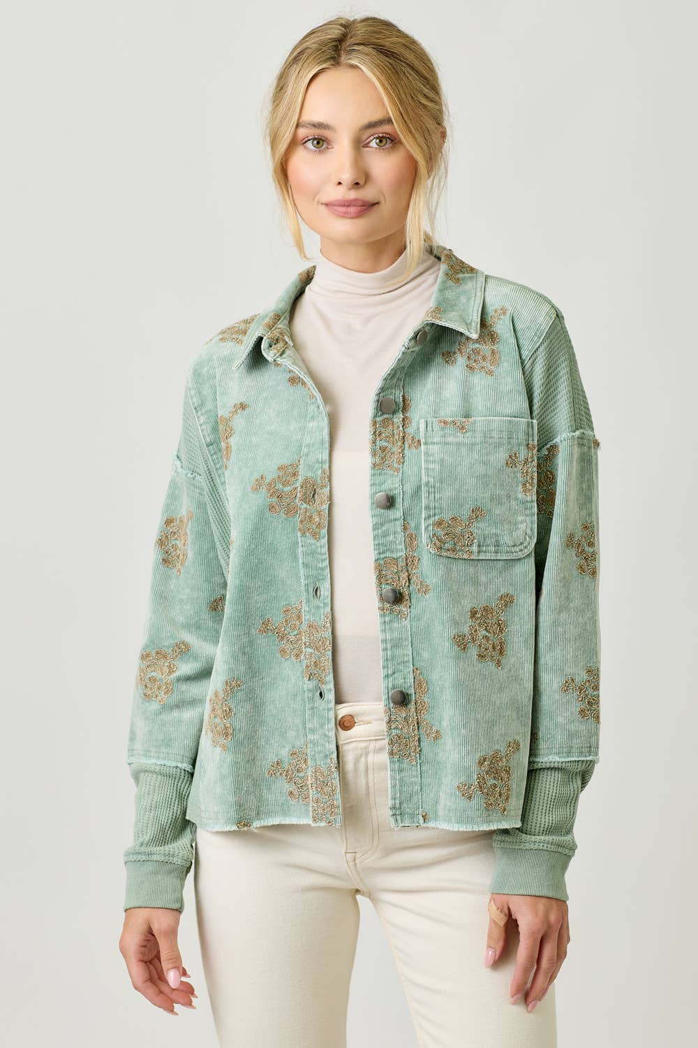 Festive Flower Embroidery Hoodie Jacket