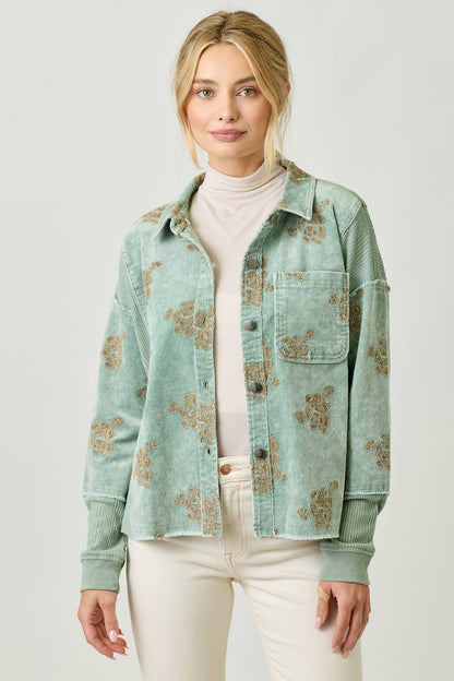 Festive Flower Embroidery Hoodie Jacket