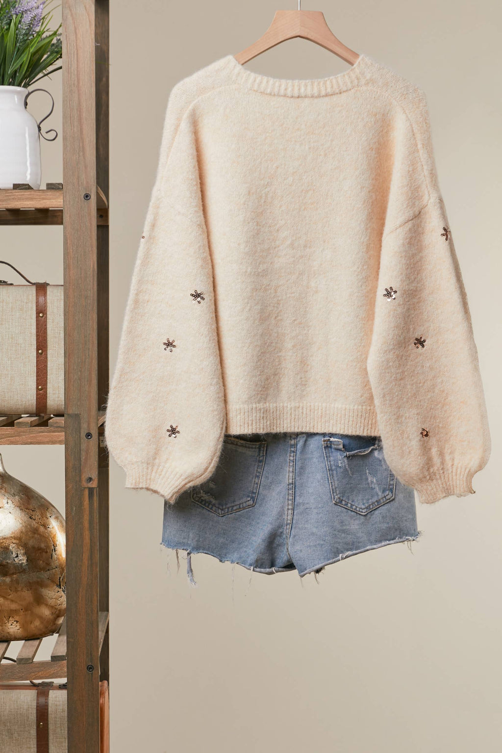 Mello. - Christmas Tree Embroidered Soft Cardigan