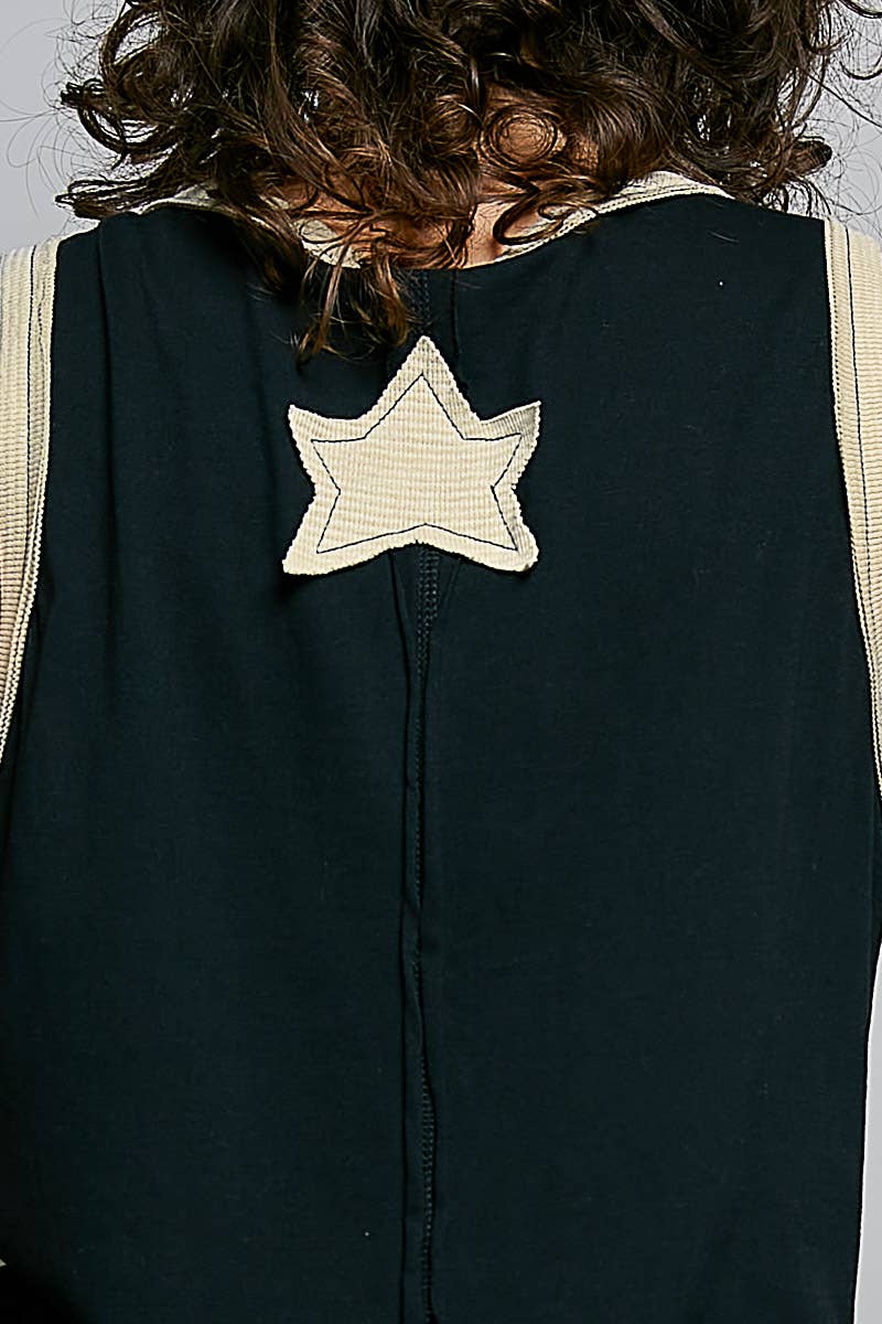 Pol Clothing - Boho Floral Star Patch Rib Sleeveless Top
